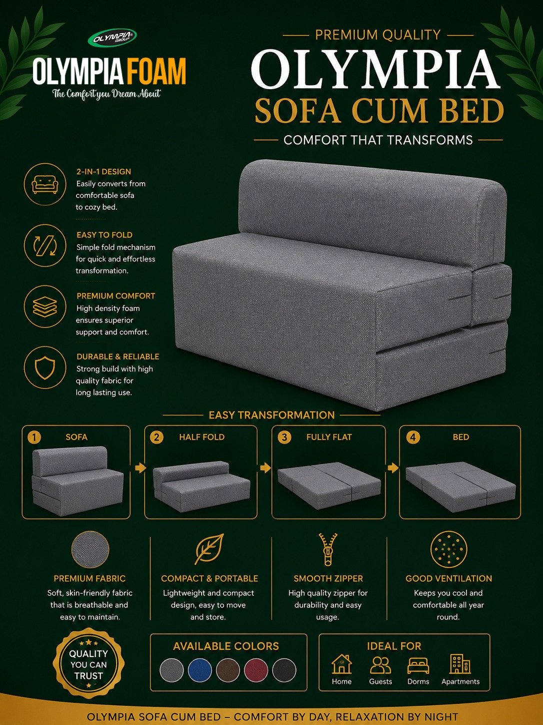 Olympia sofa cum bed original product brochure